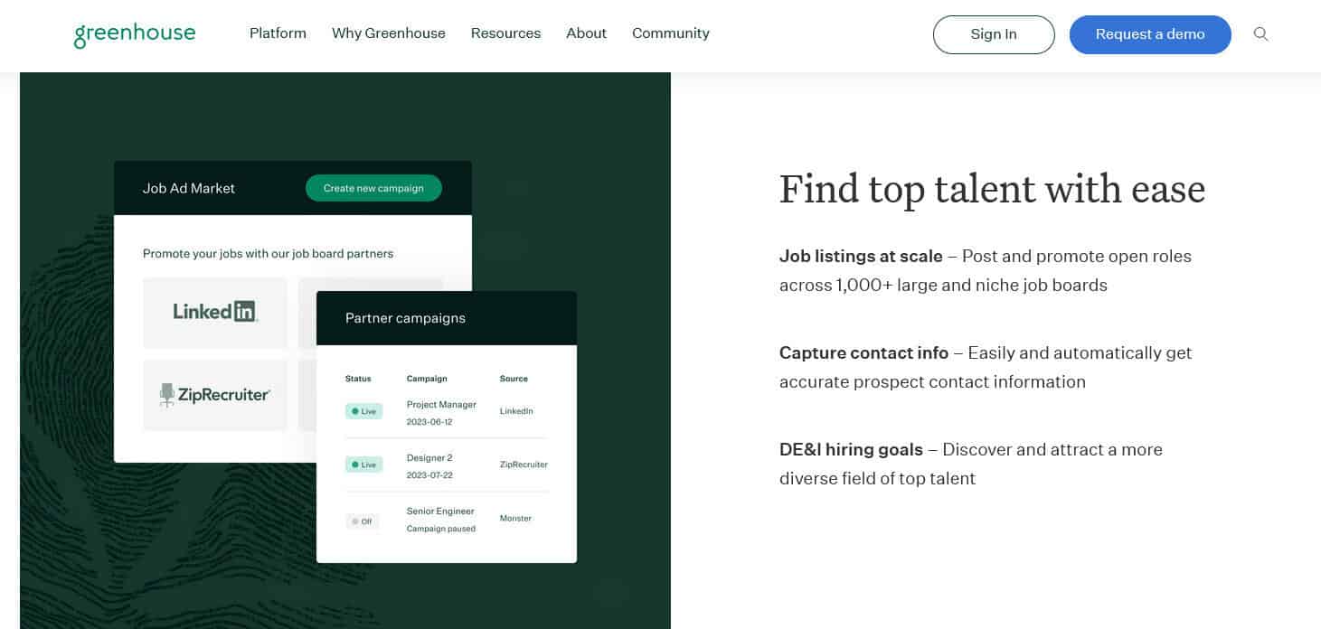 Greenhouse Talent sourcing
