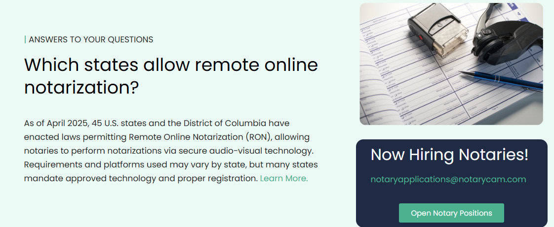 Notary Cam features