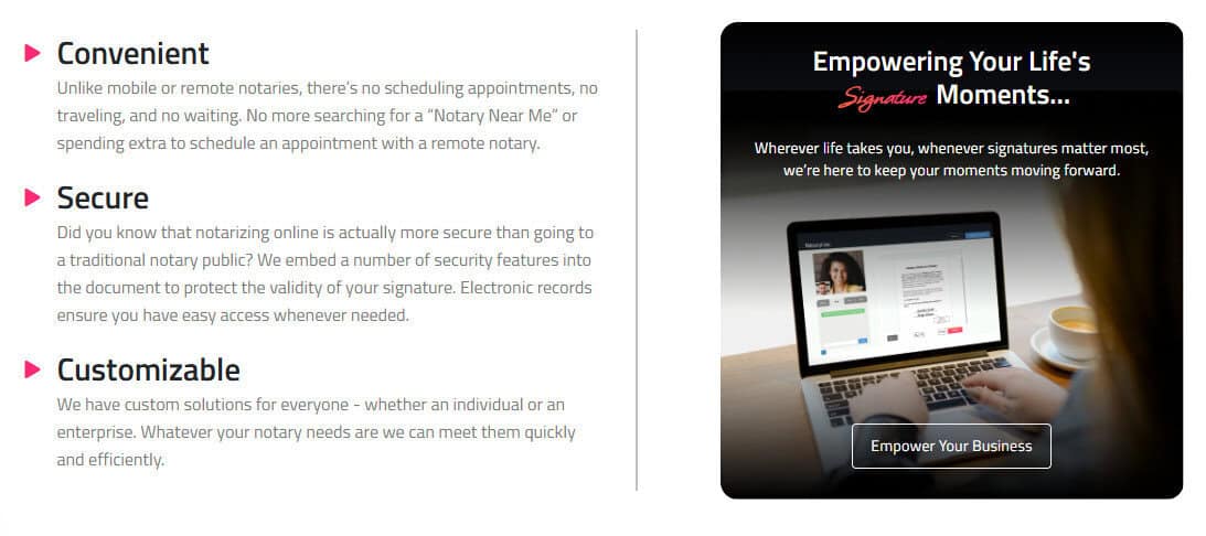 Notary Live features