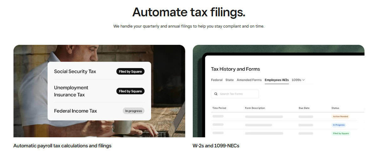 Square tax features