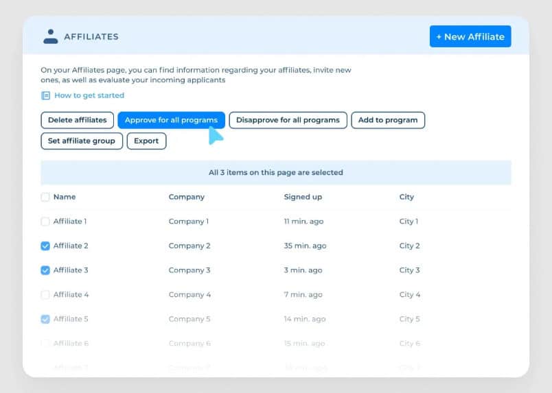 Tapfiliate dashboard