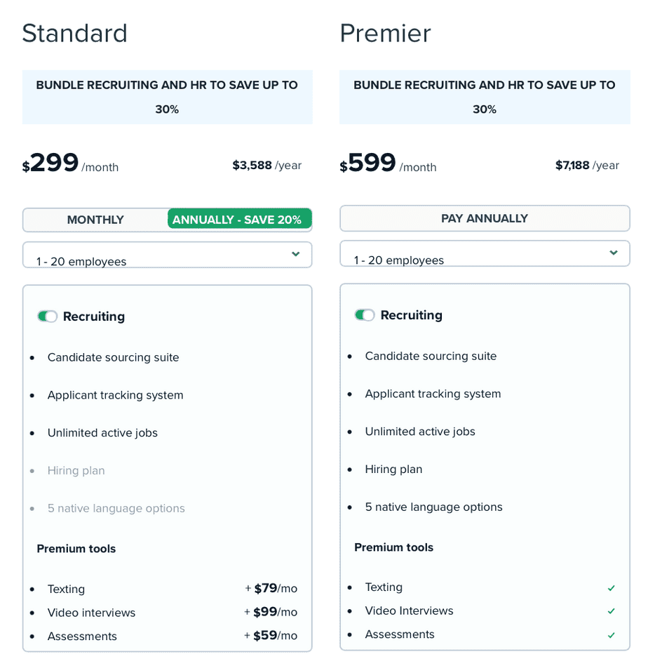 Workable pricing
