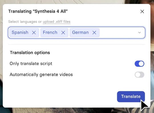 Synthesia multilingual feature