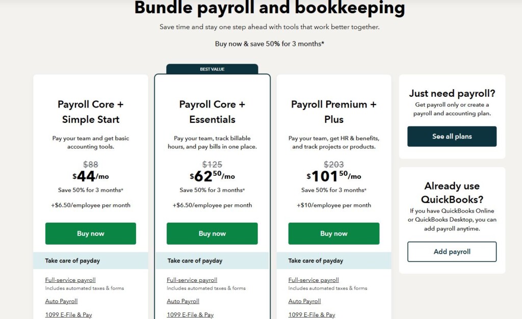 quickbooks plan prices