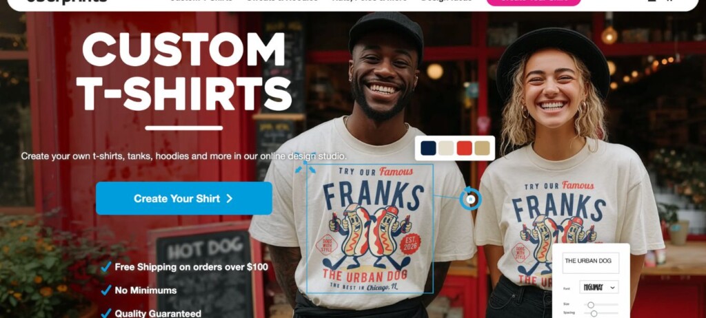 UberPrints makes custom T-shirts, tank tops, hoodies, hats, sweats, aprons, and bags