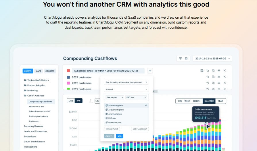 ChartMogul reporting cashflows