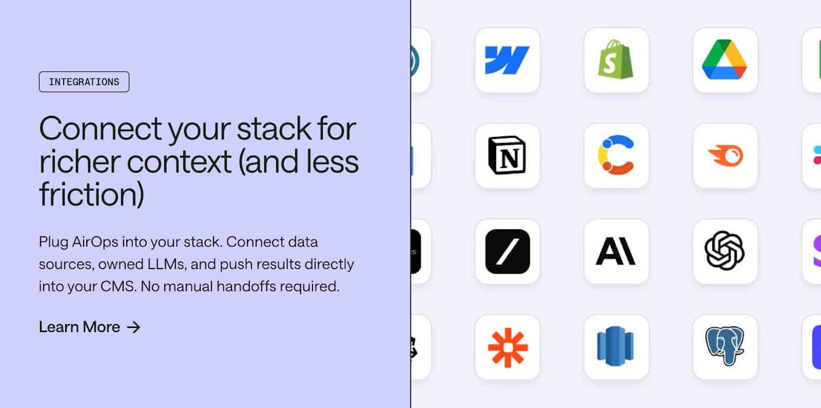 AirOps monitors brand mentions, citation rates, share of voice, performance across different AI environments