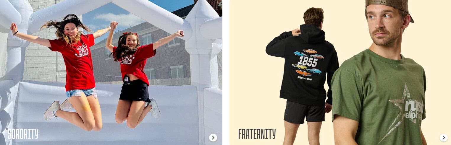 Custom Greek Life Apparel Websites