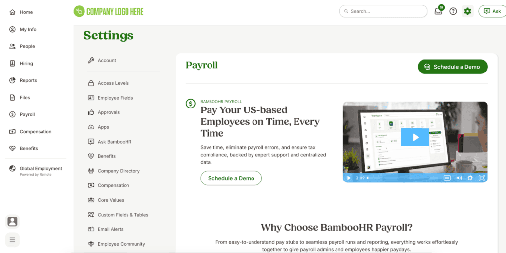 BambooHR Payroll Features