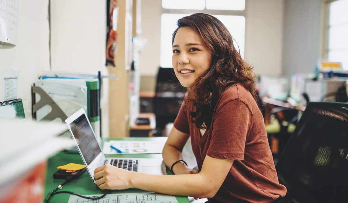 woman laptop office