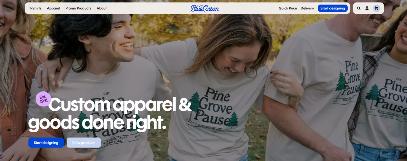 Blue Cotton Best Custom Shirt Printing for Restaurants