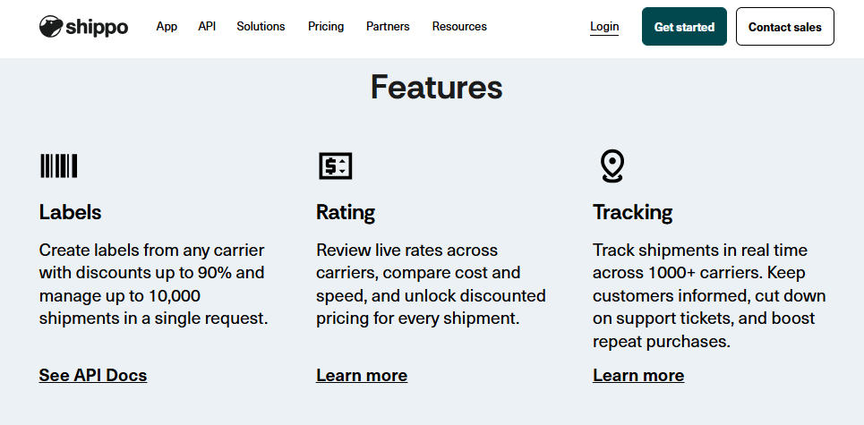 Shippo API Features