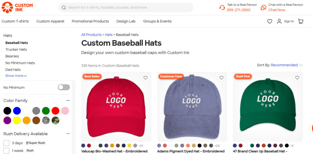 customlink print website hats