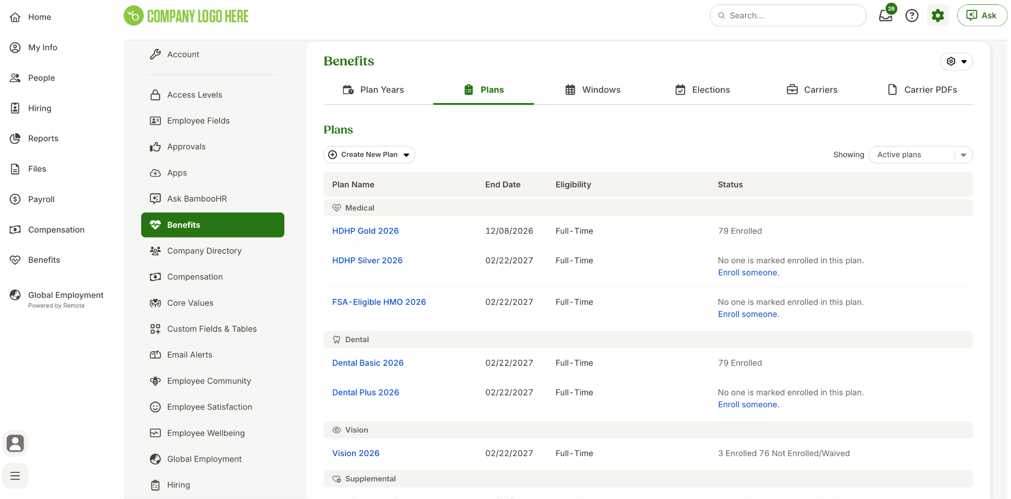 BambooHR Benefits Dashboard