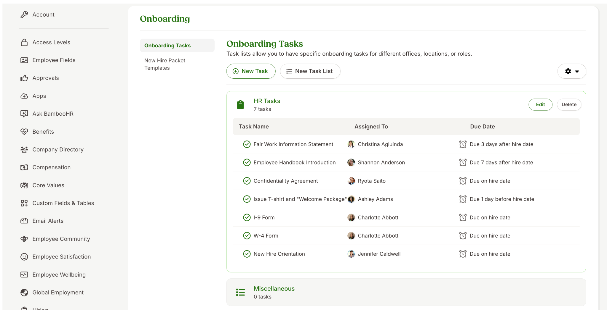 BambooHR Onboardig