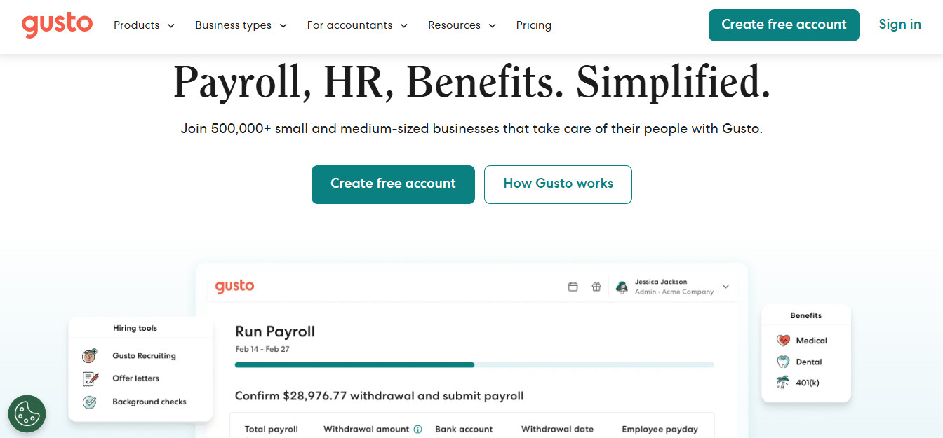 Gusto: Best for US Small Businesses That Want Approachable Payroll and Benefits, but Not a PEO