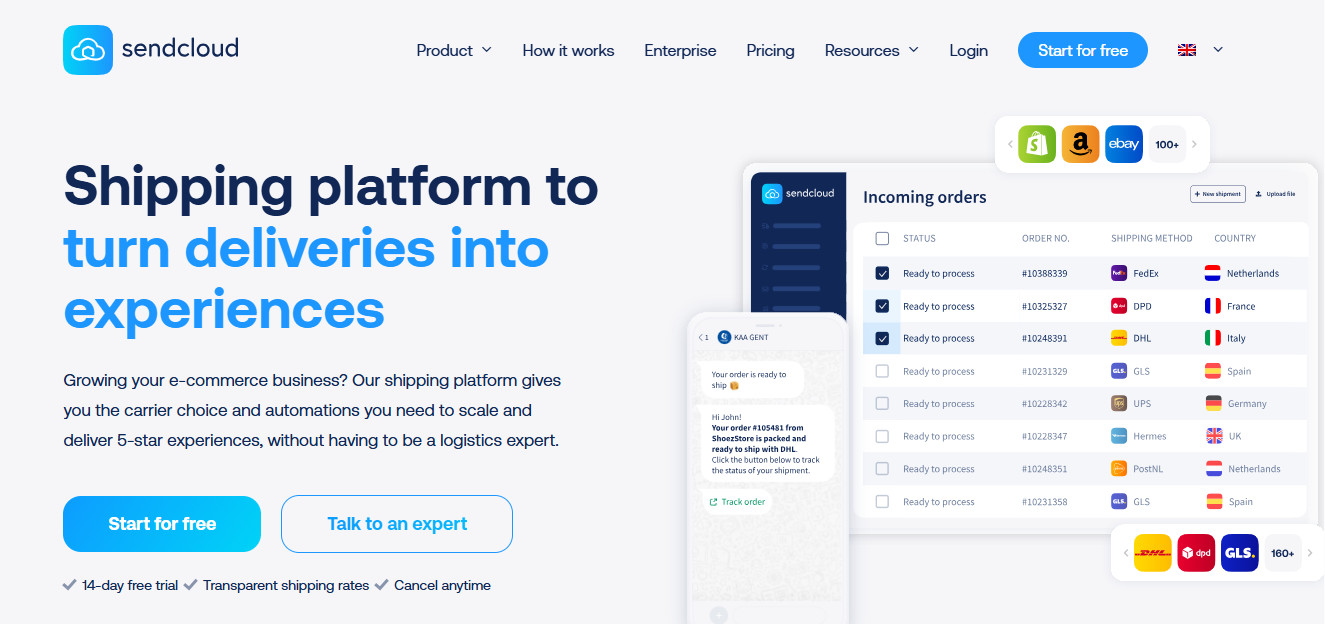 Sendcloud: Best for UK-Based Etsy Sellers