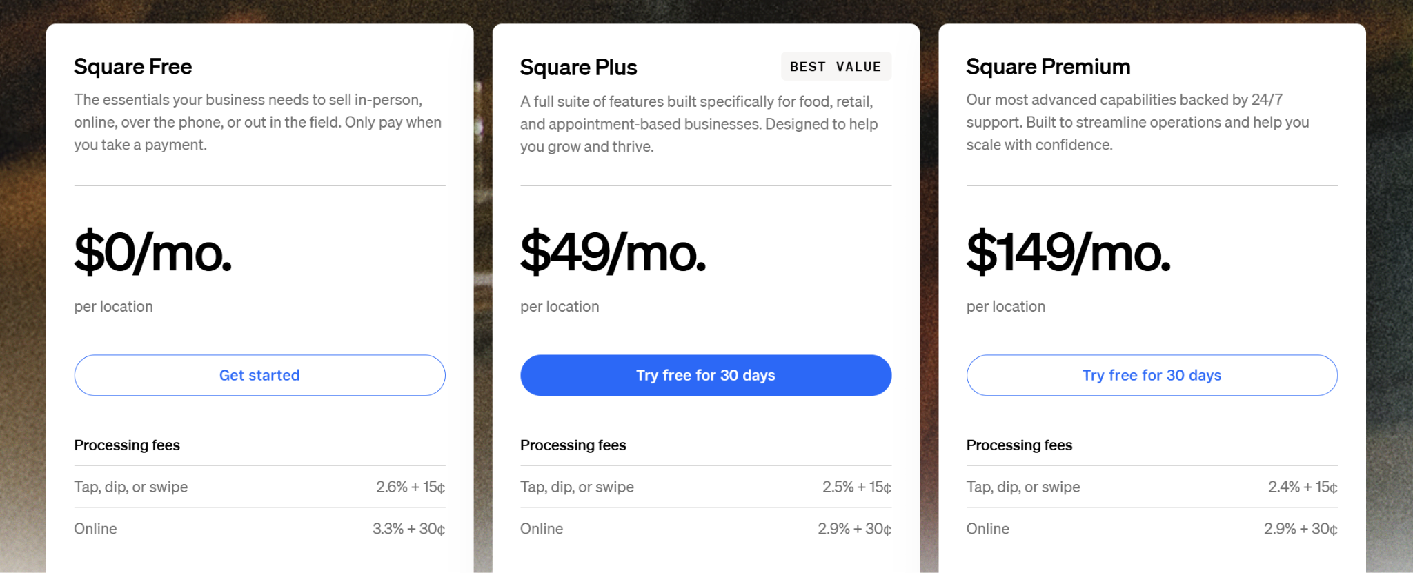 Square Processing Fees