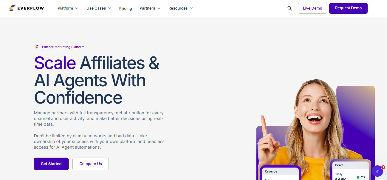 Everflow: Best Overall for Full-Funnel SaaS Affiliate Tracking