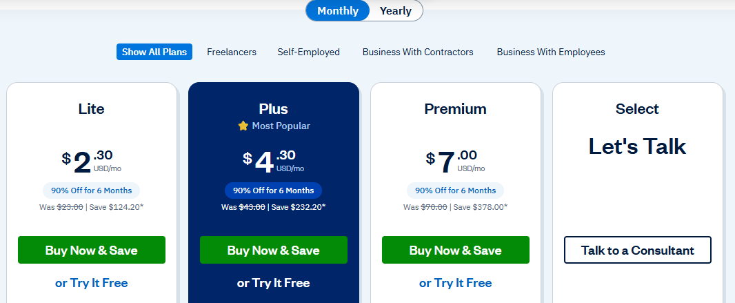 FreshBooks Pricing