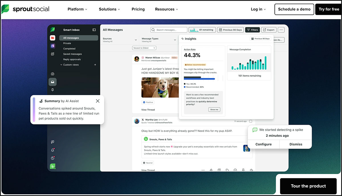 Best For Social Media Management + Listening: Sprout Social