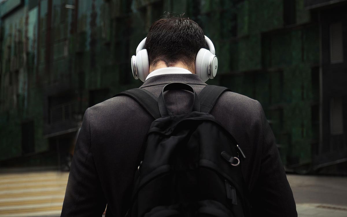 man headphones