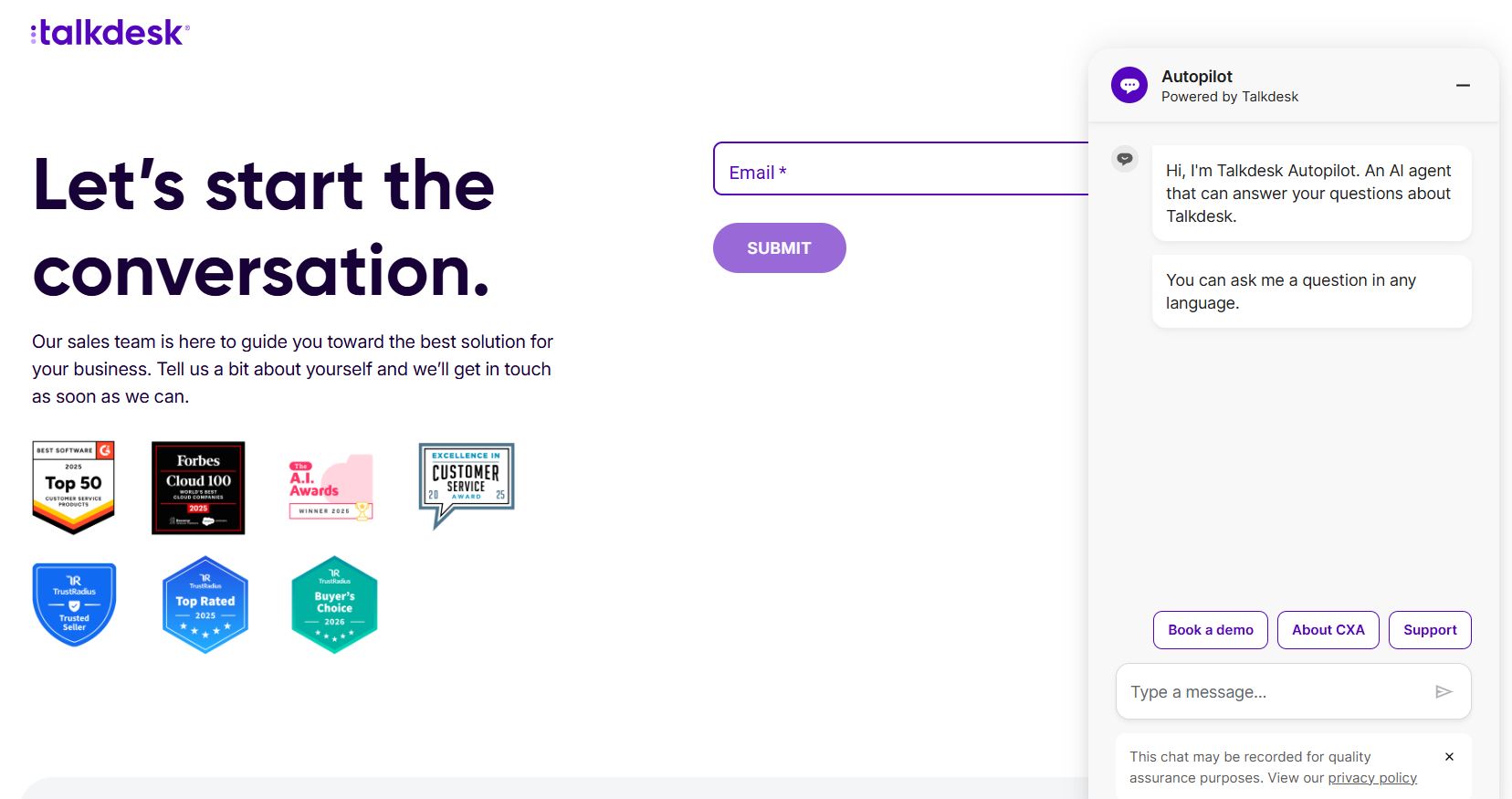 talkdesk contact support