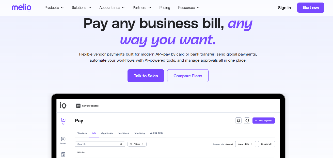 Melio Best Vendor Payment Tool for Bookkeepers and Accounting Firms