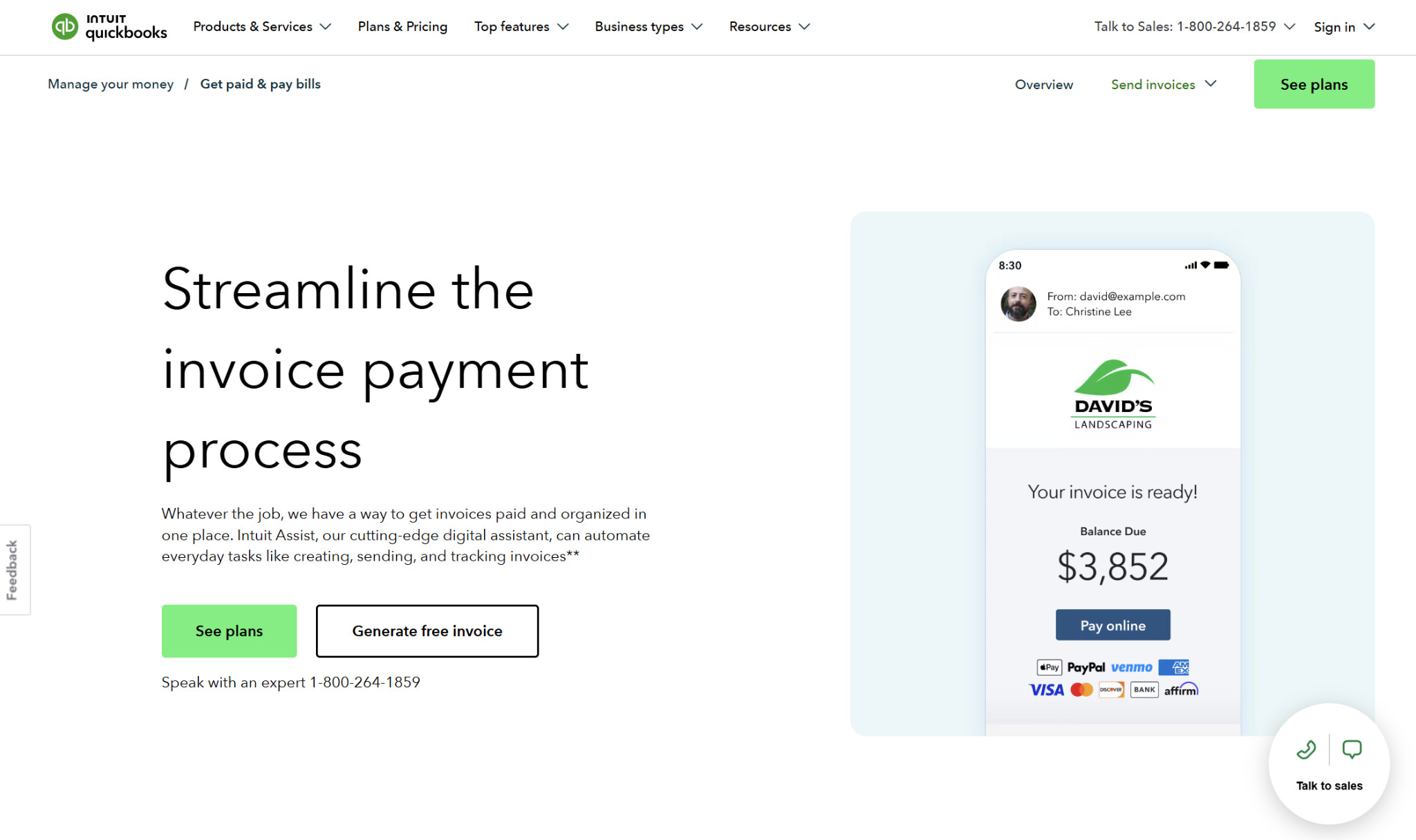 QuickBooks Online: Best for All-In-One Invoicing and Payment Processing